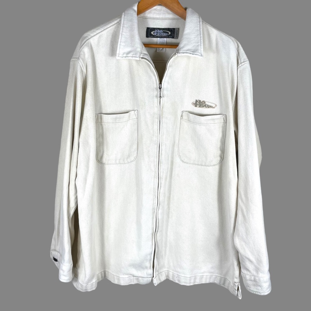 "NO FEAR" Vintage Y2K Heavy 100% Cotton Front Zipper Closure Long Sleeve Large